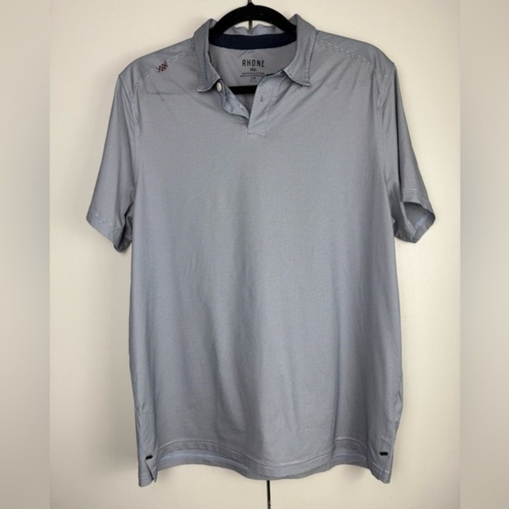 Rhone‎ Delta Pique Polo Shirt Mens Large Blue Short Sleeve Performance 100625